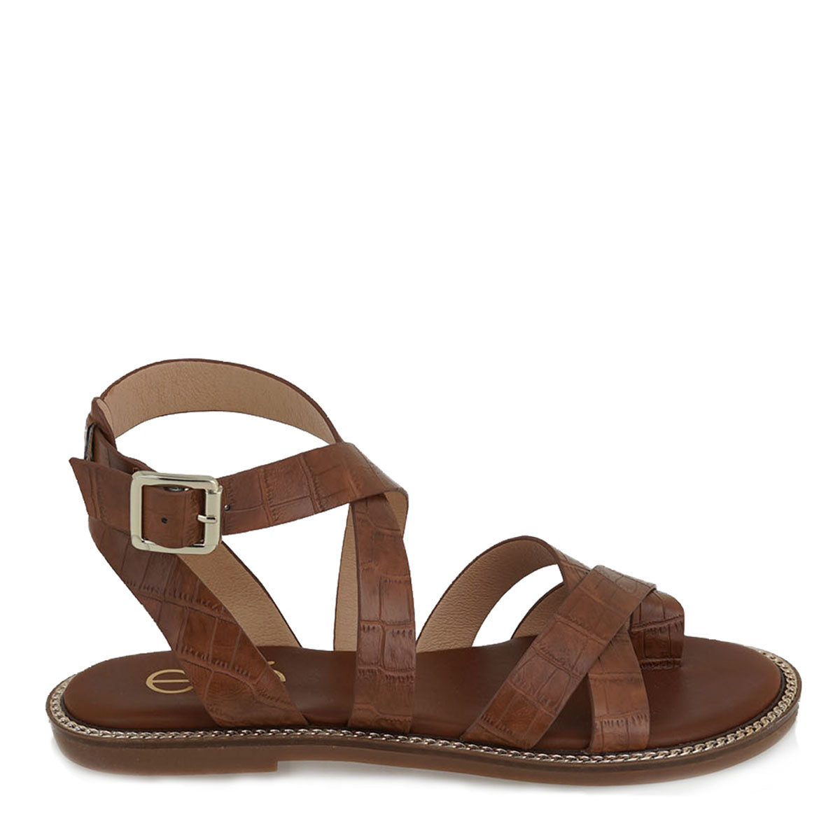 EXE ALEXIA-100 TAN FLAT STRAPPY SANDAL